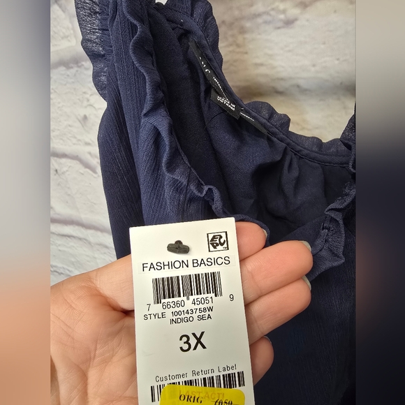 NWT INC International Concepts Plus Size Cold Shoulder Blouse Indigo Sea 3X - Picture 4 of 6